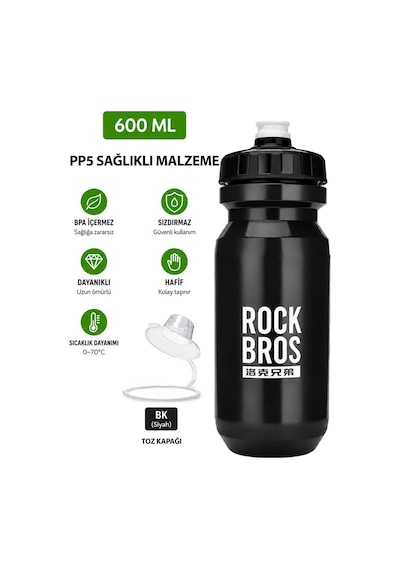Pp5 Plastik Sporcu Bisiklet Matarası Siyah Çok Renkli