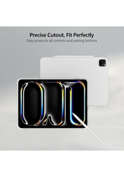 Apple Uyumlu iPad  Pro 11" Inç 2024 M4 Çip Köşe Korumalı Şeffaf Silikon Kılıf Tam Kalıp A2836 A2837 A3006 Kılıf