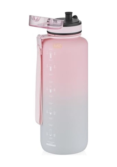 1500ml Kapasiteli Motivasyonel Su Matarası, Pembe-gri Renk Seçenekleri 0