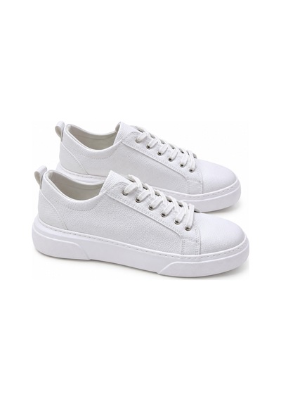Yalçın Erkek Beyaz Bağcıklı Ortopedik Günlük Sneaker Spor Ayakkabı Kalın Taban Beyaz - 919472745 Beyaz
