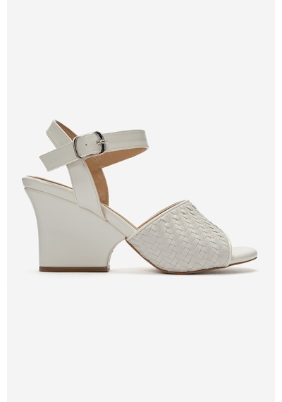 Luvi Shoes Sylvar Ekru Örgü Kadın Dolgu Topuklu Ayakkabı