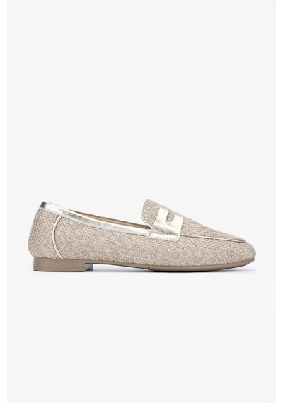 Valmenti Topy Kadın Naturel/gold Deri & Tekstil Loafer Ayakkabı 961 1979-1 Bn Ayk Y24 Bej