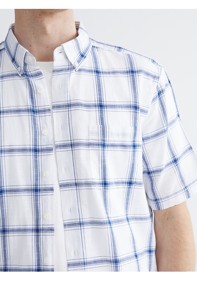 Lcwaıkıkı Classic Beyaz Regular Fit Kareli Erkek Gömlek