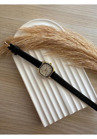 Rub046 25 Mm Rubsey Retro Minimal Deri Kordon Vintage Kadın Kol Saati Siyah