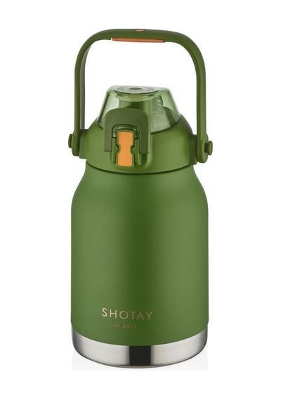 Shotay Çelik Termos Matara Phone Holder 1000ml Yeşil