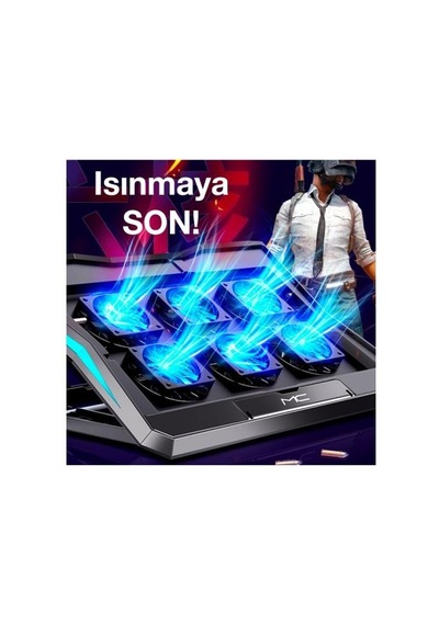 Coofbe Led Işıklı Ultra Sessiz 6 Adet Soğutma Fanlı Laptop Soğutucu Yükseklik Ayarlı Laptop Standı