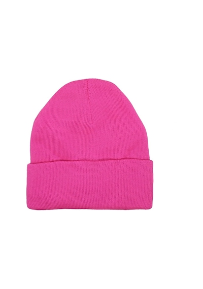 Pembe Düz Renk Basic Akrilik Katlamalı Bere