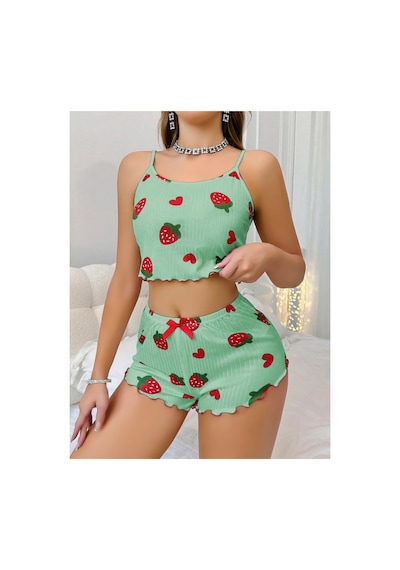 Lily Bianca Nightwear Askılı Göbek Kısmı Dekolteli Fiyonk Detaylı Ve Şortlu Penye Gecelik Yeşil Lily Bianca Nightwear Askılı Göbek Kısmı Dekolteli Fiyonk Detaylı Ve Şortlu Penye Gecelik Yeşil