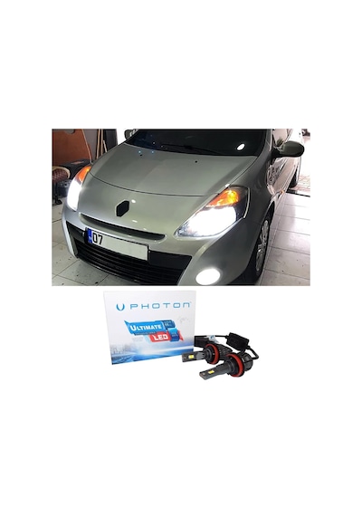 Renault Clio 3 Led Xenon Kısa Far Ampulü H7 Ultimate 9500 Lumens Yeni Seri Beyaz 2006-2013
