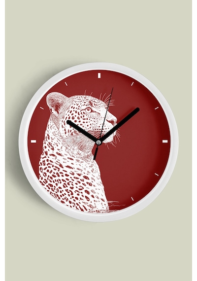 Asil Leopar Tasarım Modern Duvar Saati - 25cm - Önü Camlı Beyaz Kasa - Sessiz Mekanizma-jh0687 Beyaz