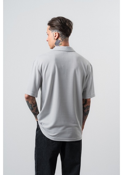 Respire Erkek Senor Yazılı Polo Yaka Regular Fit T-shirt Gri
