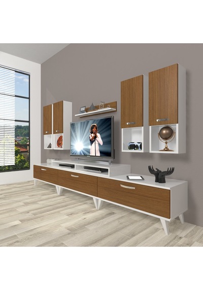 Decoraktiv Ekoflex 8da Mdf Retro Tv Ünitesi Tv Sehpası Beyaz - Ceviz