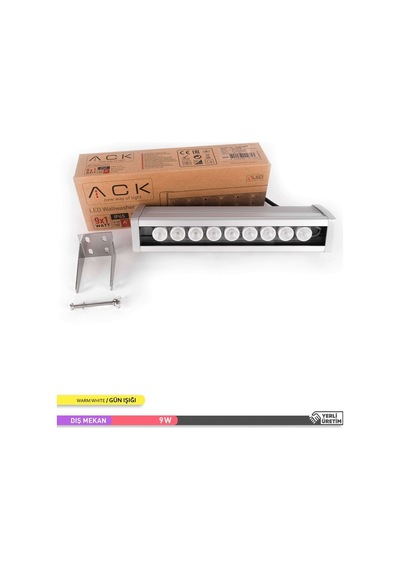 ACK LED Wallwasher 3000K Gün Işığı 9W 276mm