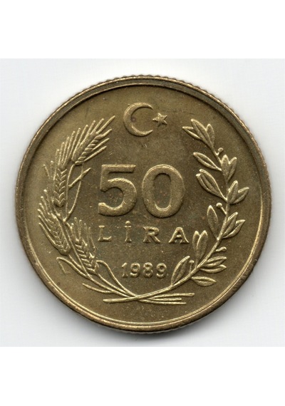50 Lira 1989 Çil Eski Madeni Para