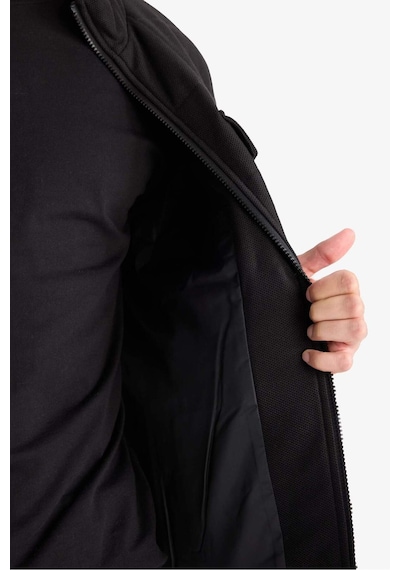 Defacto Slim Fit Dar Kesim Dik Yaka Astarlı Fermuarlı Cepli Kışlık Şişme Penye Mont E7888ax25aubk27 Siyah