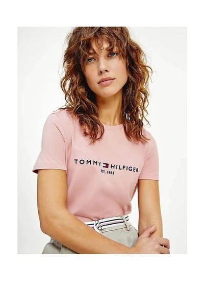 Tommyhilfiger Organik Pamuk Bayan T-shirt Pembe - Pudra