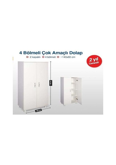 evimponcik Decolove 4 Bölmeli Çok Amaçlı Dolap