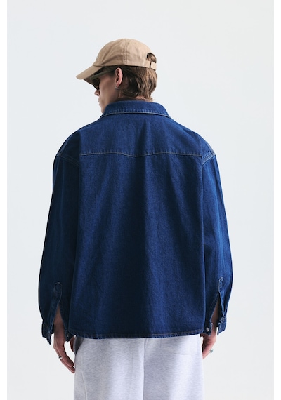Vamos Oversize Kot Gömlek Koyu Mavi