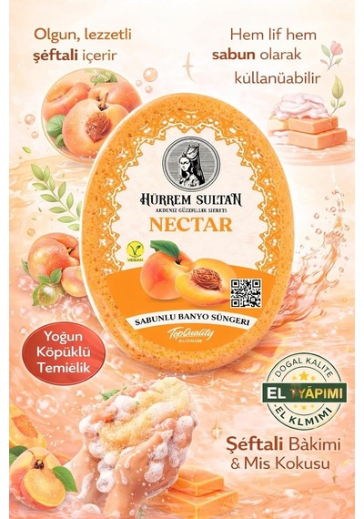 Süngerli Sabun, Lifli Banyo Sabunu Ve Köpüklü Vücut Temizleme Süngeri, Pratik Kullanımlı Banyo Ve Duş Sabunu, Günlük Cilt Temizliği İçin Süngerli Sabun, Banyo Süngeri Şeftali
