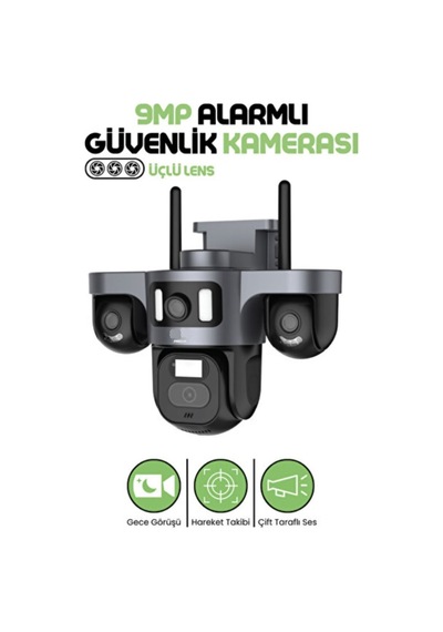9mp Dış Mekan Wifi Li Güvenlik Kamerası3 Lens Hareket Takibi Sesli Görüşme Gece Görüşü