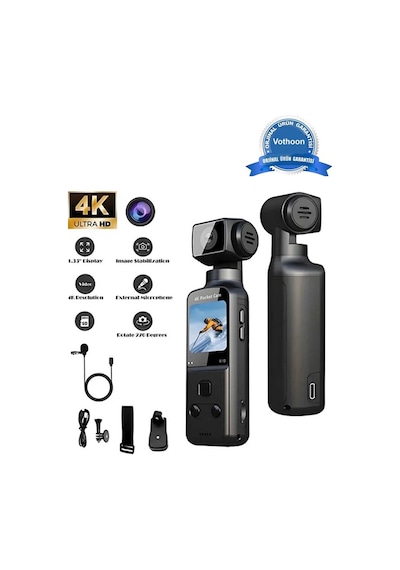 4k Hd 270 Döndürülebilir Su Geçirmez Wifi Vlog Spor Ve Aksiyon Kamerası