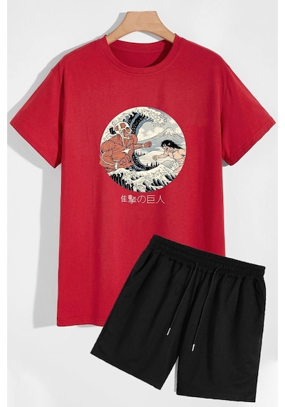 Uyguntarz Titan Şort T-shirt Eşofman Takımı Kırmızı