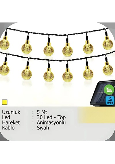 Elektrikhouse Led Peri Işığı 30 Led - Top Animasyonlu - 5 Metre Çok Renkli