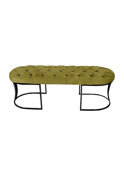 Viego Siyah Bench Puf Hardal