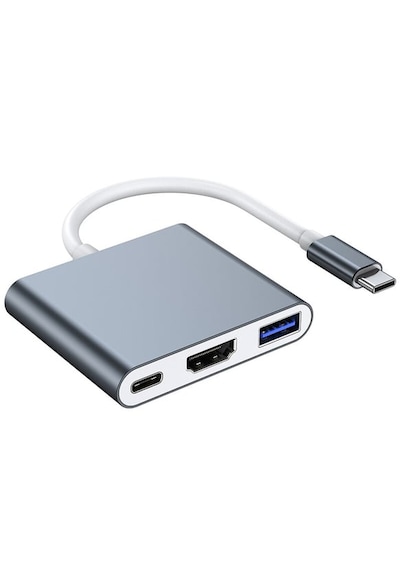 Type-c 3in1 Hdmı 4k Usb 3.0 Görüntü Veri Aktarımı Usb Adaptör Notebook Ve Apple Uyumlu MacBook İle
