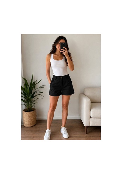 Nido Moda Mom Kalıp Denim Şort Siyah