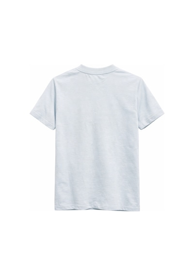 Mixray 2078 Kadın %100 Pamuk Ayıcık Nakışlı Bisiklet Yaka T-shirt Mavi