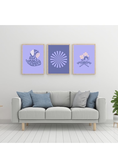 Leylaklar Duvar Tablosu Çerçeveli 3'lü Set Ahşap Renk 35 X 50 Boyut/ebat