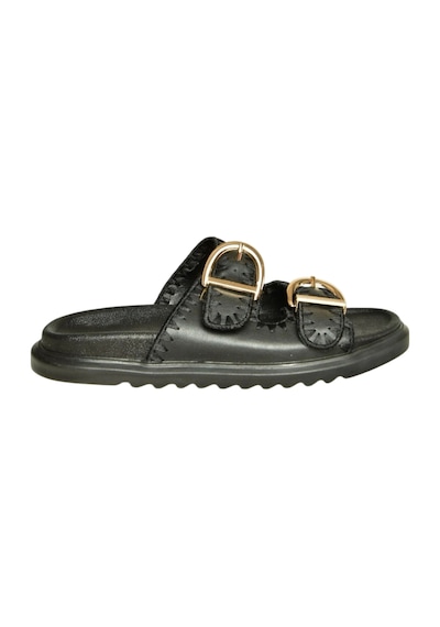 Fox Shoes U267146209 Siyah Kadın Terlik Siyah-suni Deri