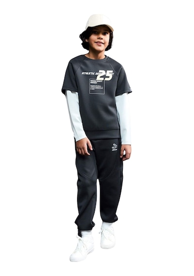 Defacto Erkek Çocuk Oversize Geniş Kalıp Bisiklet Yaka Baskılı Skuba Dalgıç Kumaş Sweatshirt G6140a826spbk81 Siyah-bk81
