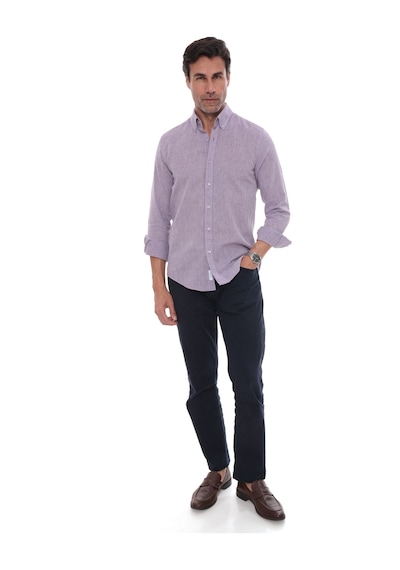 Slim Fit Uzun Kol Yaka Düğmeli Nefes Alan Keten Hediye Kutulu Erkek Gömlek Fs-004548 - Lila-3237 Slim Fit Uzun Kol Yaka Düğmeli Nefes Alan Keten Hediye Kutulu Erkek Gömlek Fs-004548 - Lila-3237