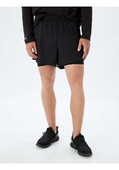 Koton Spor Şort Taytlı Beli Lastikli Cep Detaylı Siyah 5wam40019nw Siyah