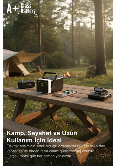 80.000 Mah Süper Kapasiteli Led Işıklı Powerbank Hızlı Şarj, Usb-c & Çoklu Cihaz Desteği Siyah