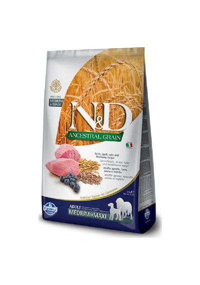 N&D Düşük Tahıllı Kuzu Etli Yaban Mersinli Orta Irk ve Büyük Irk Yetişkin Köpek Maması 2.5 KG