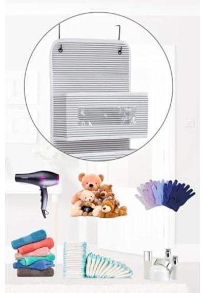 6 Katlı Kapı Arkası Düzenleyici Raf Bebek Eşyası Çocuk Odası Banyo Organizer Gri - Beyaz Çizgili Diğer 6 Katlı Kapı Arkası Düzenleyici Raf Bebek Eşyası Çocuk Odası Banyo Organizer Gri - Beyaz Çizgili Diğer