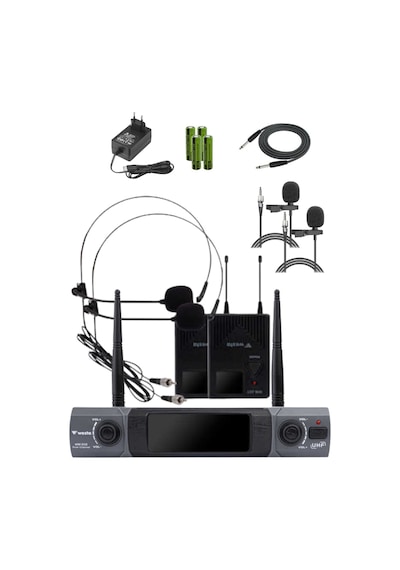 Westa Wm-202t Çift Yaka+headset Telsiz Mikrofon Seti 2 Yaka + 2 Headset Kablosuz Mikrofon - 8697314964714