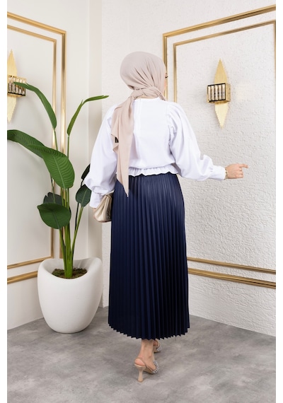 Hira Life Fashion Kadın Tesettür Giyim Ve Deri Görünümlü Beli Lastik Detayı İle Piliseli Uzun Etek Lacivert Lacivert Hira Life Fashion Kadın Tesettür Giyim Ve Deri Görünümlü Beli Lastik Detayı İle Piliseli Uzun Etek Lacivert Lacivert