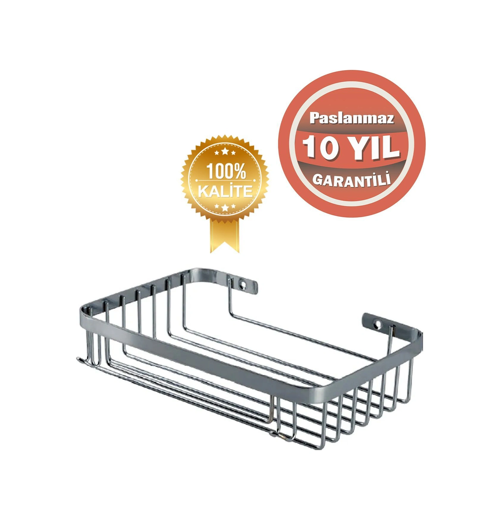 Çelik Banyo Paslanmaz Çelik Taci 1 Li 23x15 Cm Şampuanlık Köşe Süngerlik Krom