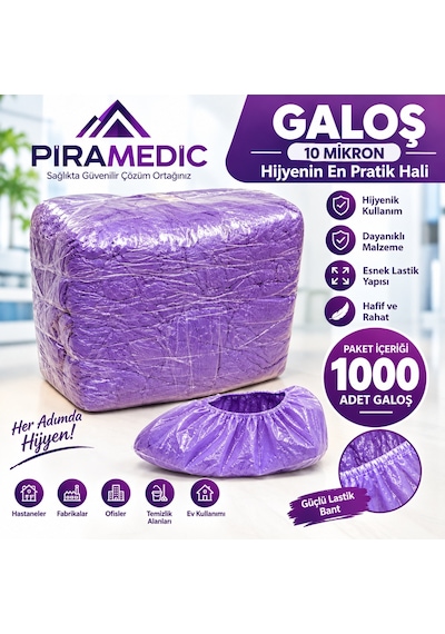 Piramedic Galoş 10 Micron 1000 Adet Mor Galoş