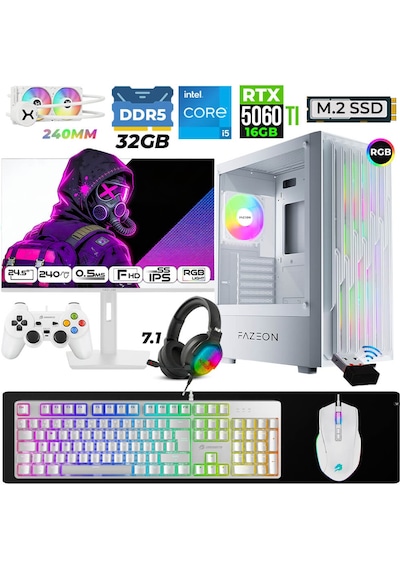 Fazeon Astra X720 i5-14400F 32 GB 1 TB M.2 NVMe SSD 16 GB RTX5060Ti 24.5" Free Dos Masaüstü Oyuncu Bilgisayarı