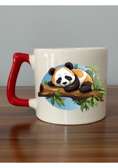 Panda Baskılı 5'li Kupa Bardak - Hediyelik Eşya Ürün Seramik Kupa Bardak Hediye Beyaz
