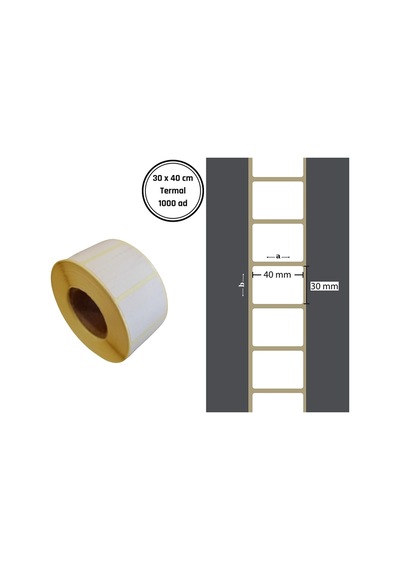 30x40 Mm Termal Barkod Etiketi Yaıpışkanlı Etiket 1 Rulo 500 Adet