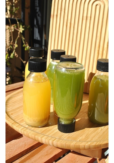 10 Adet Cam Şişe 125 Ml Detoks Gınger Shot Şişesi Detox Meyvesuyu Siyah