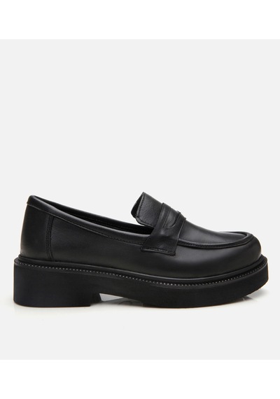 Hotiç Kadın Deri Mavi Kalın Tabanlı Klasik Loafer