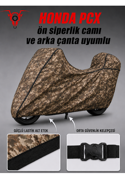 Honda Pcx Army Premium Kamuflaj Desenli Suya Ve Güneş Işınlarına Dayanıklı Motosiklet Brandası