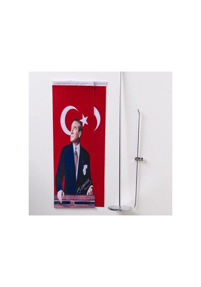 Zc Bayrak Atatürk-türk Bayrağı T Saten Kumaş Masa Bayrağı 10x30 Cm Diğer